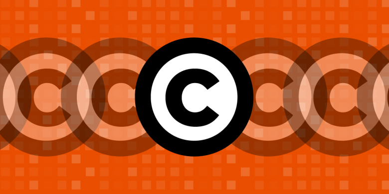 copyright logo on orange background